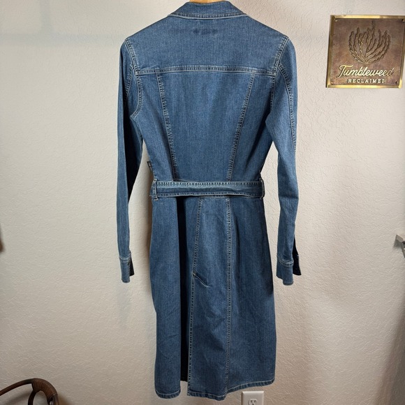 Sergio Valente Mens Denim Long Sleeve Button Front Belted Shirt Dress Blue M - Picture 5 of 10